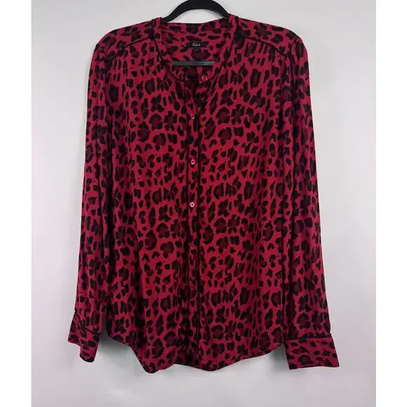 Rails “Lillian” Red Leopard Button Down Blouse Size L - Picture 7 of 13